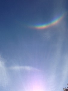 rainbow over the pool at Bellaugello gay accommodation near rome Italy