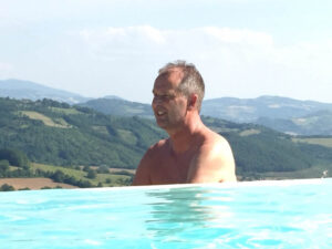 quiet contemplation in the infinity pool @bellaugello gay country house, Rome, Italy